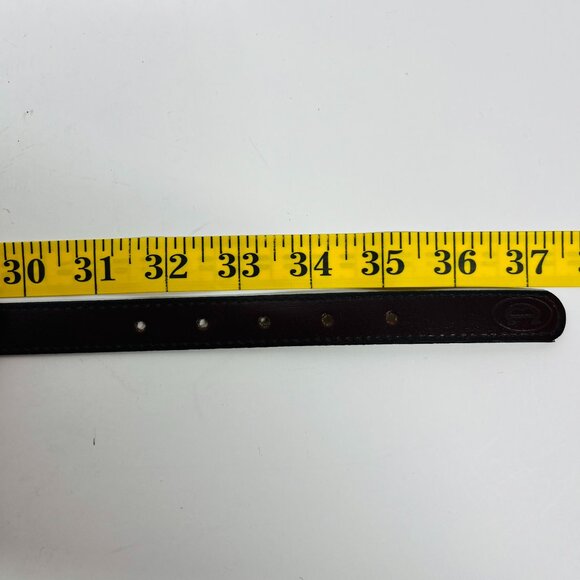 Etienne Aigner Dark Cherry Skinny Leather Belt w/ brushed gold buckle Sz. 32